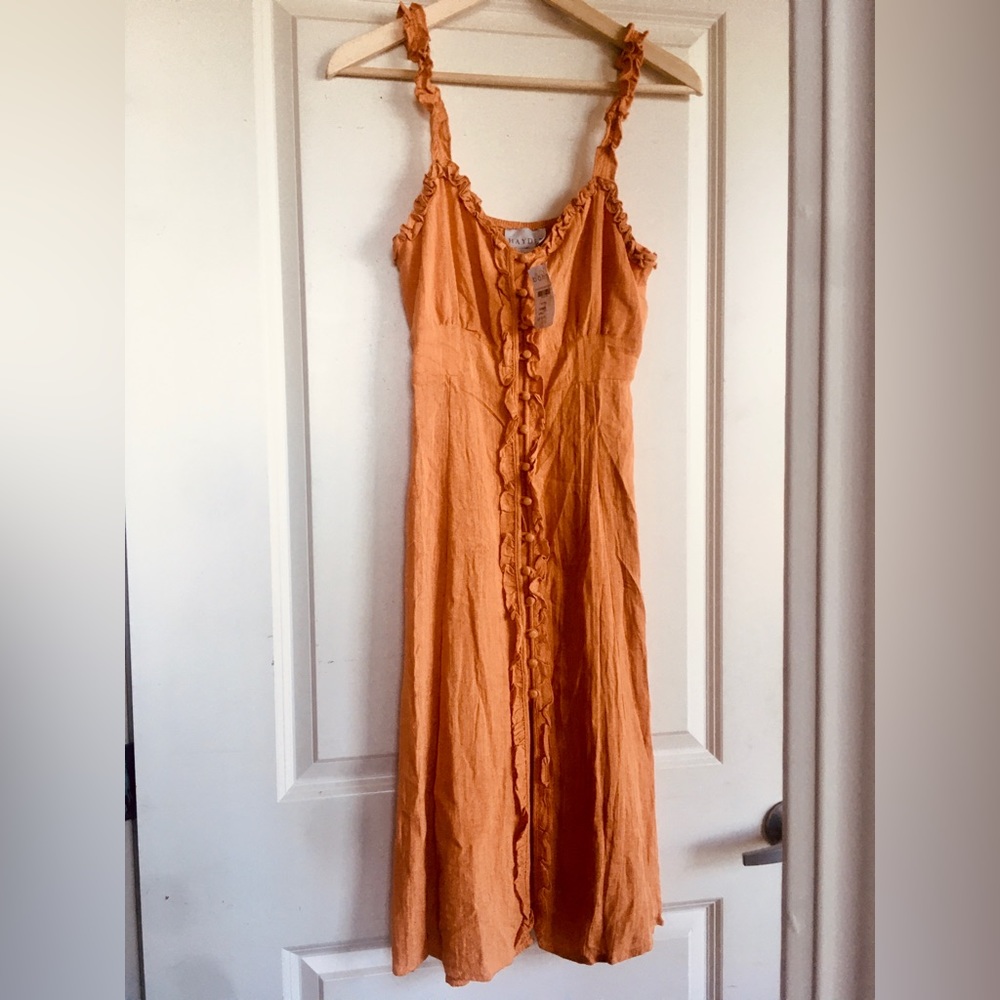 HAYDEN BOUTIQUE BUTTON DOWN COTTON LINEN DRESS